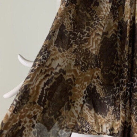 ELIZABETH & JAMES Blouse Brown Animal Print Silk Large - Picture 7 of 7